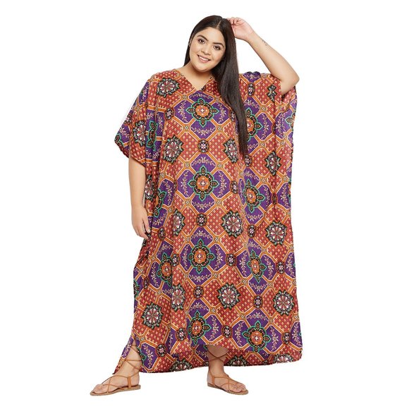 Gypsie Blu Women Fashion Long Kaftan Dress Beach Cover Up Moo Moos Caftan Dress - Picture 3 of 9
